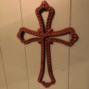Cast Iron Wall Cross Rustic Decorative Beaded Finish Home Decor Accent Christian